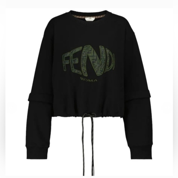 FENDI Detachable Sleeve Round Neck Short Hoodie